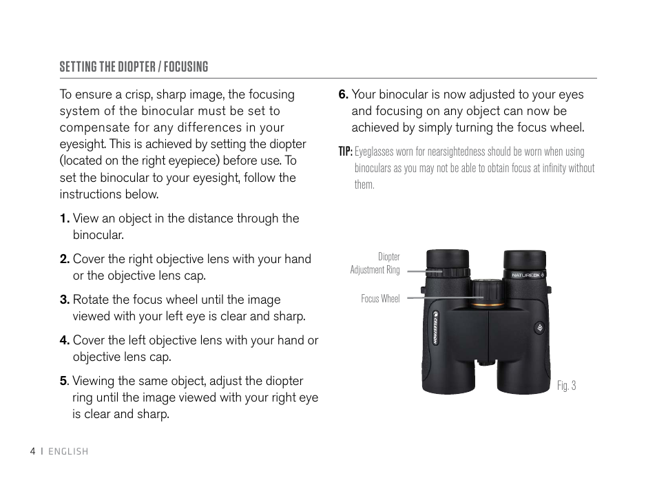 Celestron 10x42 Nature DX Binoculars (Black) User Manual | Page 6 / 52