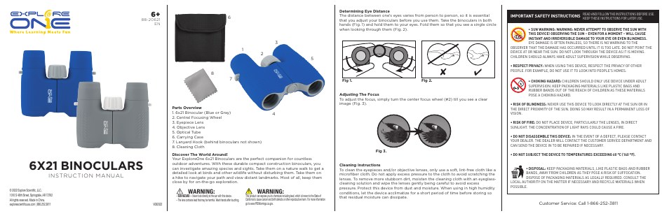 ExploreOne 6x21 Explore One Binoculars (Blue) User Manual | 1 page