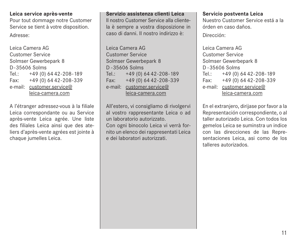 LEICA 10x25 Trinovid BCA Binoculars User Manual | Page 14 / 20