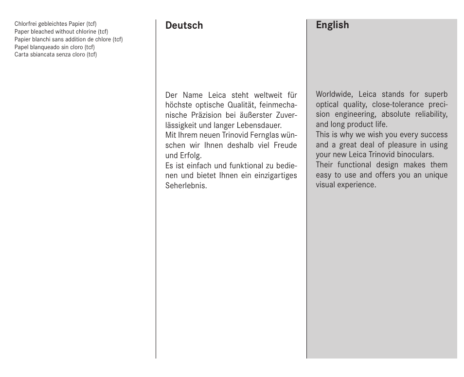 LEICA 10x25 Trinovid BCA Binoculars User Manual | Page 3 / 20