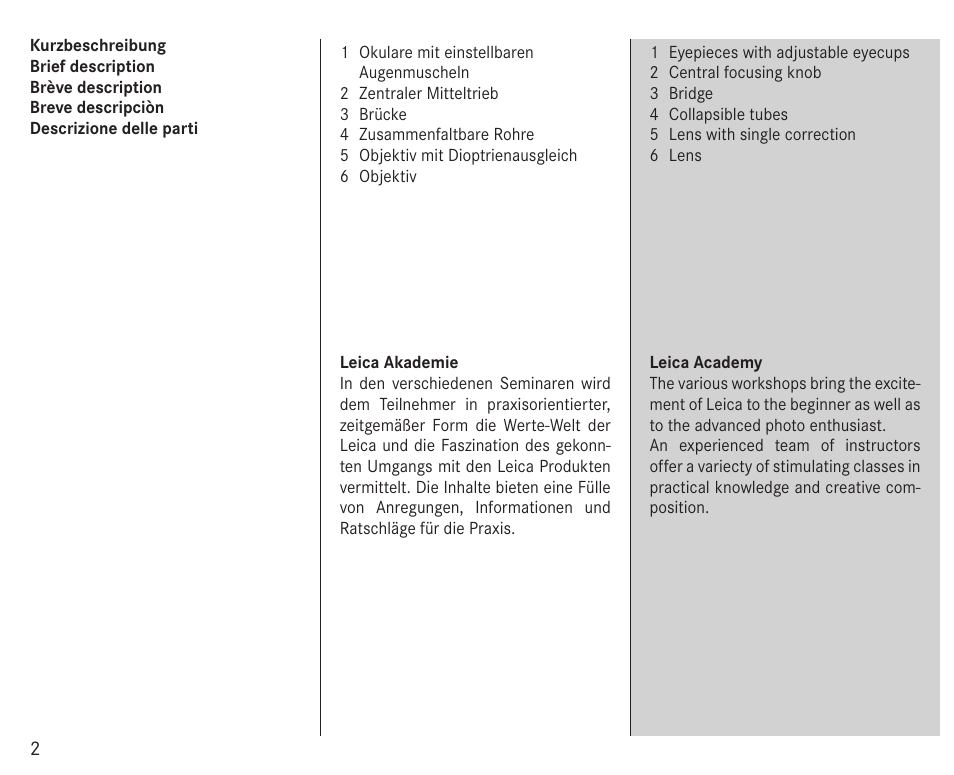 LEICA 10x25 Trinovid BCA Binoculars User Manual | Page 5 / 20