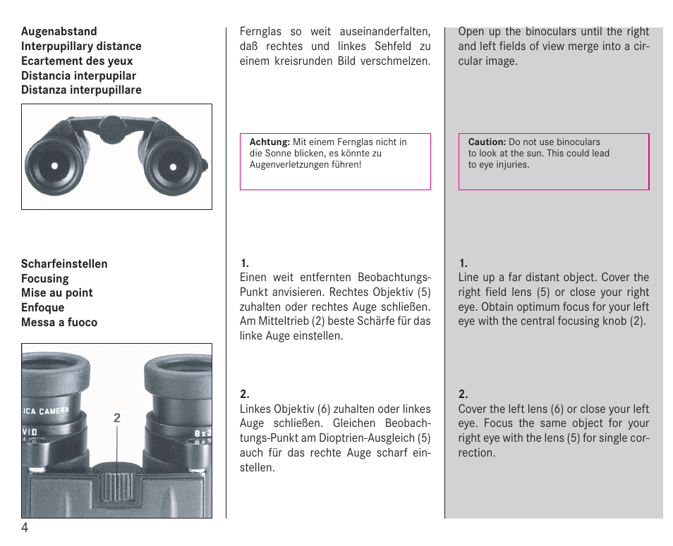 LEICA 10x25 Trinovid BCA Binoculars User Manual | Page 7 / 20
