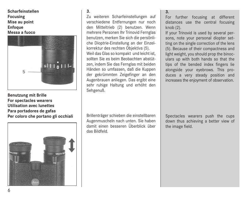 LEICA 10x25 Trinovid BCA Binoculars User Manual | Page 9 / 20