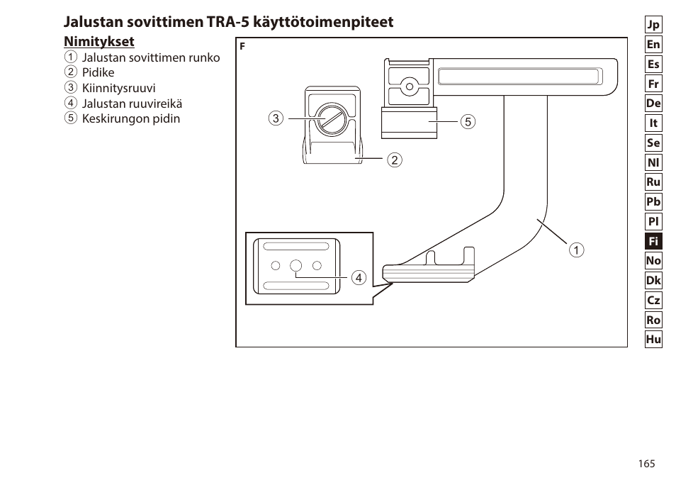 Jalustan sovittimen tra-5 käyttötoimenpiteet | Nikon 7x50 WX IF Binocular (Black) User Manual | Page 165 / 240