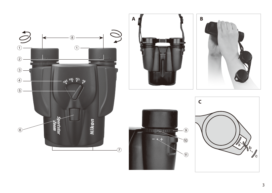 Nikon 8-24x25 Sportstar Zoom Binoculars (Black) User Manual | Page 3 / 56