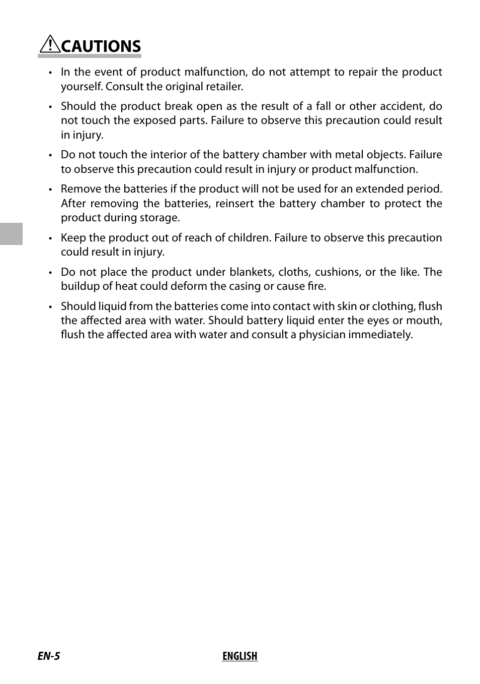 Cautions | Fujinon 14x40 TSX1440 Techno-Stabi Image-Stabilized Binoculars (Black) User Manual | Page 6 / 11