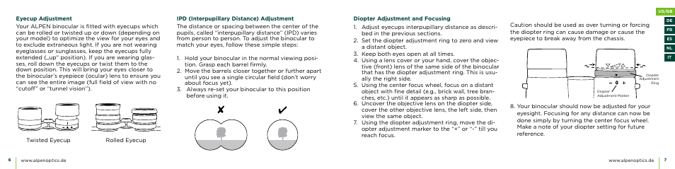 Alpen Optics 10x42 Apex XP ED Waterproof Binoculars User Manual | Page 4 / 21