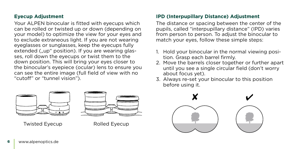 Alpen Optics 8x42 Teton ED-HD Binoculars User Manual | Page 6 / 44
