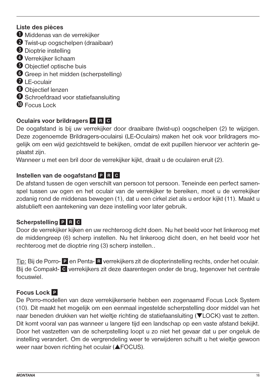 BRESSER 8x25 Montana DK Binoculars (Gray) User Manual | Page 16 / 48