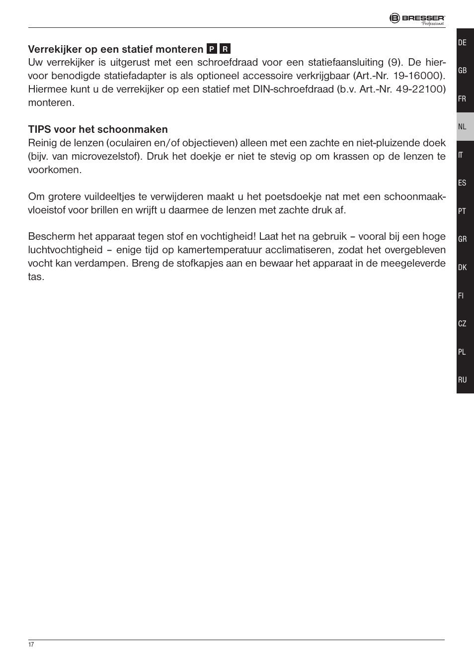 Verrekijker.op.een.statief.monteren | BRESSER 8x25 Montana DK Binoculars (Gray) User Manual | Page 17 / 48