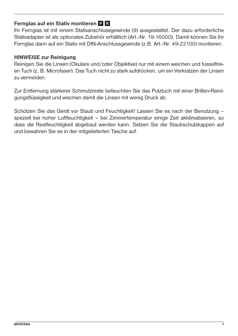 BRESSER 8x25 Montana DK Binoculars (Gray) User Manual | Page 8 / 48