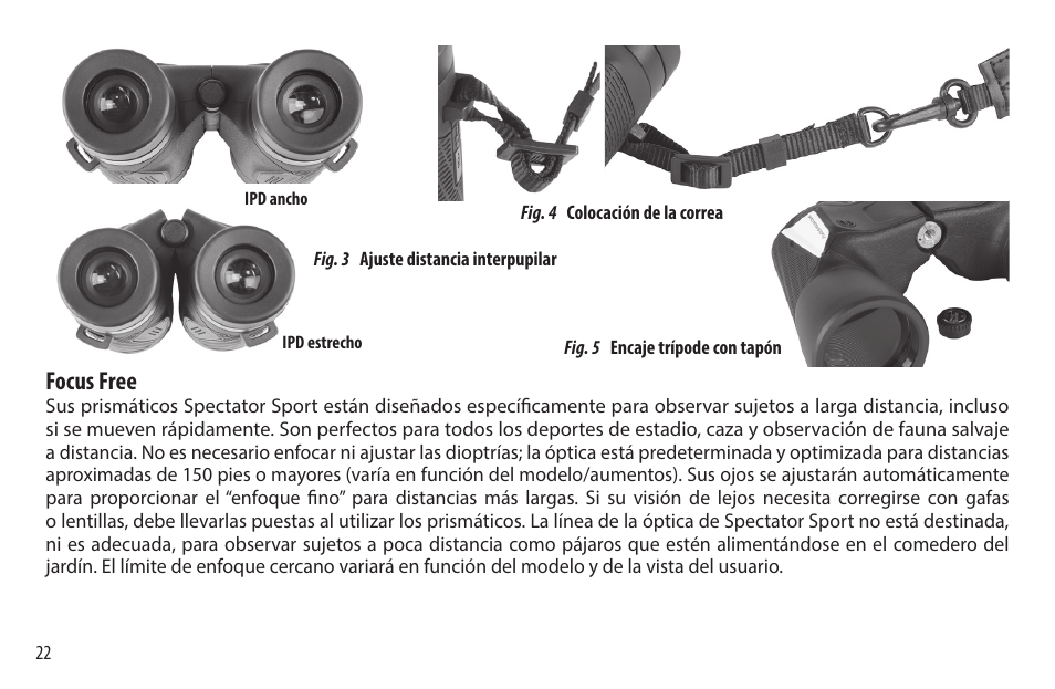 Focus free | Bushnell 8x32 Spectator Sport Binoculars (Black) User Manual | Page 22 / 52
