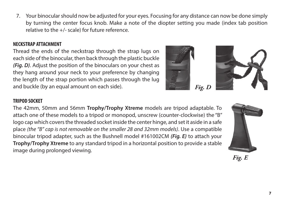 Bushnell 8x56 Trophy Xtreme Binoculars (Green) User Manual | Page 7 / 36
