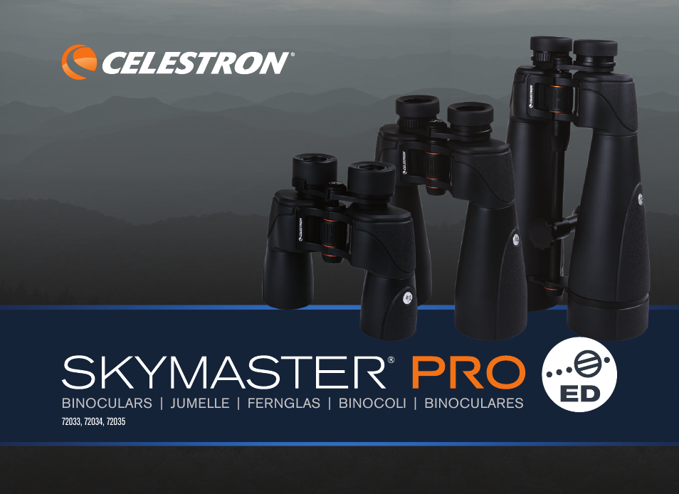 Celestron 7x50 SkyMaster Pro ED Binoculars User Manual | 72 pages