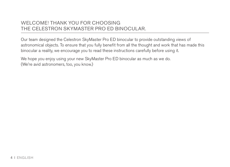 Celestron 7x50 SkyMaster Pro ED Binoculars User Manual | Page 4 / 72