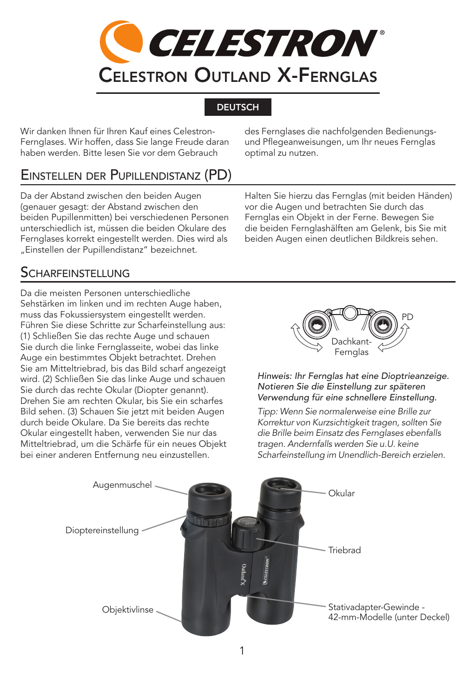 Pd) s, Elestron, Utland | Ernglas | Celestron Outland X 8x25 Binoculars User Manual | Page 8 / 12