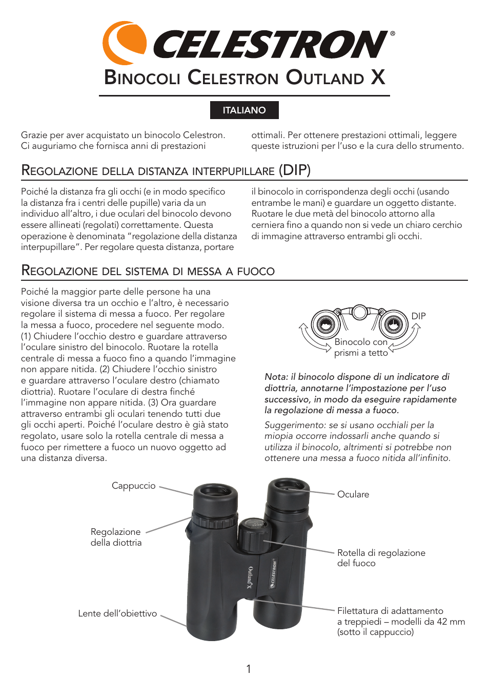 Dip) r, Inocoli, Elestron | Utland | Celestron Outland X 10x25 Binoculars User Manual | Page 10 / 12