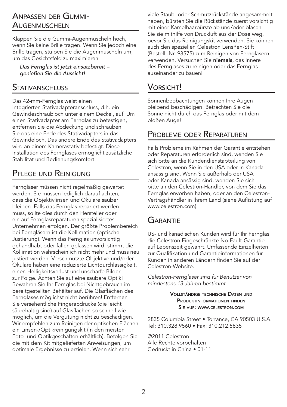 Celestron Outland X 10x25 Binoculars User Manual | Page 9 / 12