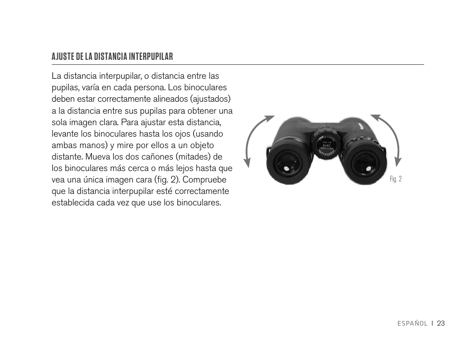 Ajuste de la distancia interpupilar | Celestron 8x32 Nature DX Binoculars User Manual | Page 25 / 52