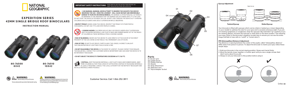 Explore Scientific 10x25 National Geographic Expedition Series Binoculars User Manual | 2 pages