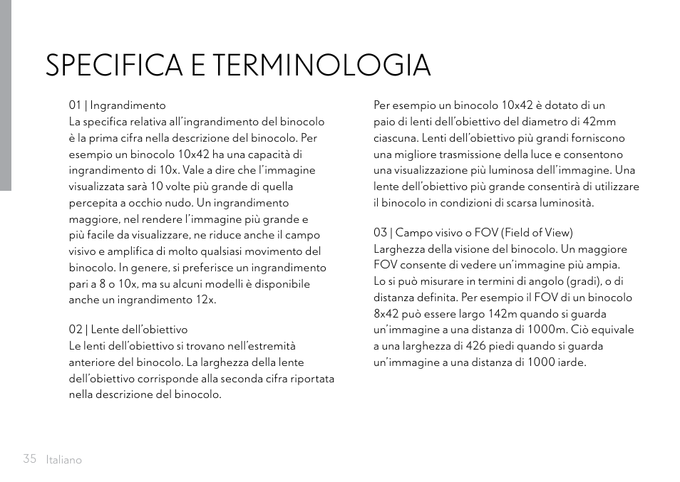 Specifica e terminologia | Hawke Optics 8x32 Frontier HD X Binoculars (Gray) User Manual | Page 36 / 44