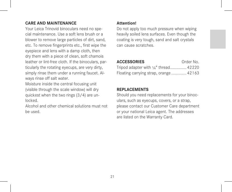 LEICA 10x42 Trinovid HD Binoculars User Manual | Page 23 / 114