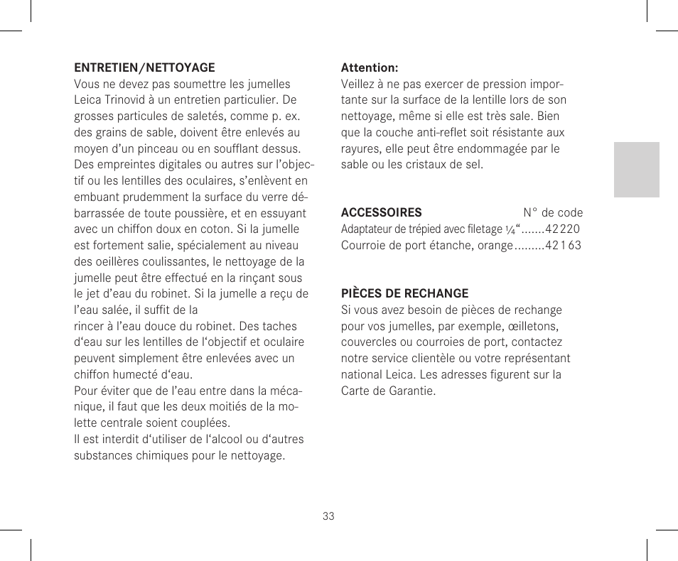 LEICA 10x42 Trinovid HD Binoculars User Manual | Page 35 / 114