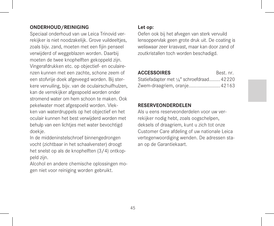 LEICA 10x42 Trinovid HD Binoculars User Manual | Page 47 / 114