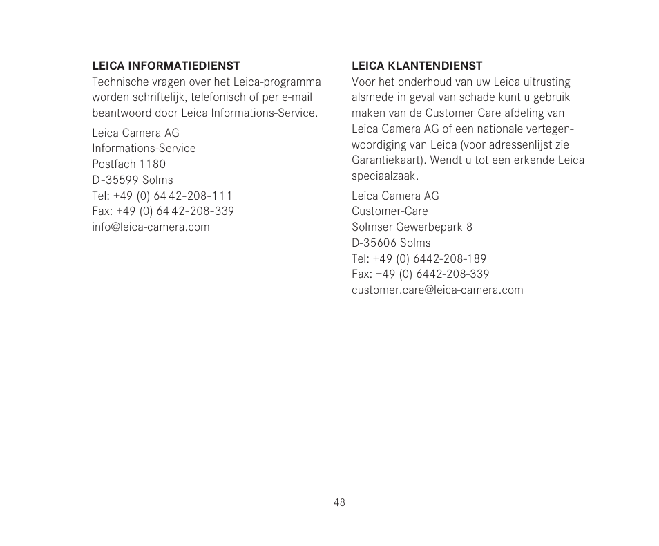 LEICA 10x42 Trinovid HD Binoculars User Manual | Page 50 / 114