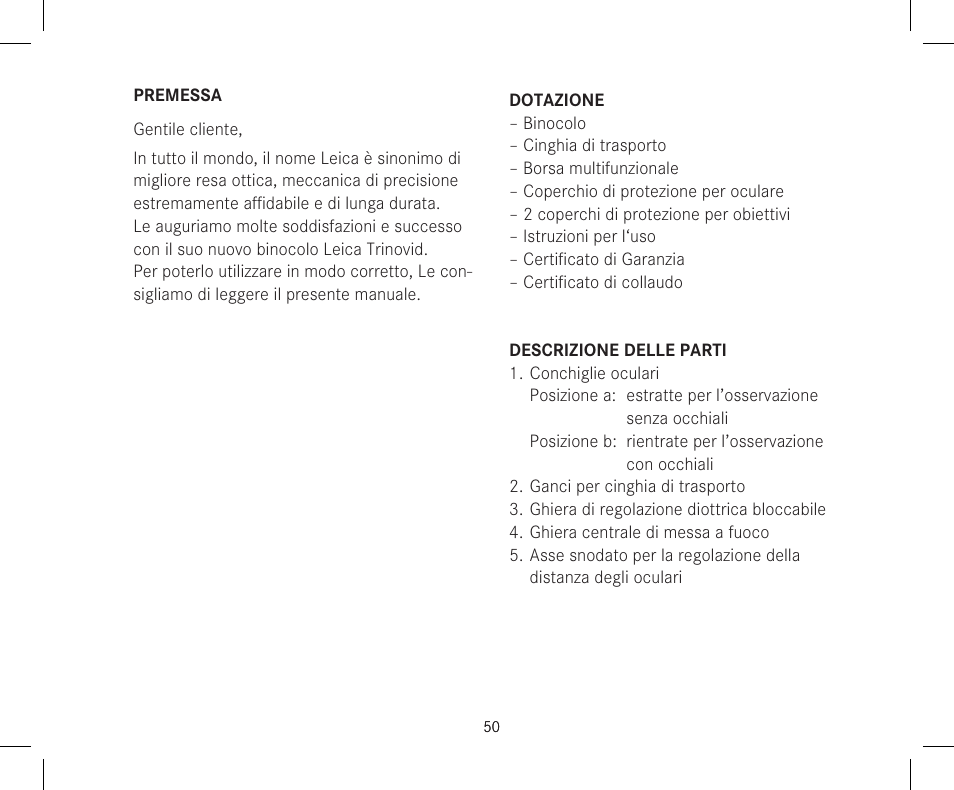 LEICA 10x42 Trinovid HD Binoculars User Manual | Page 52 / 114