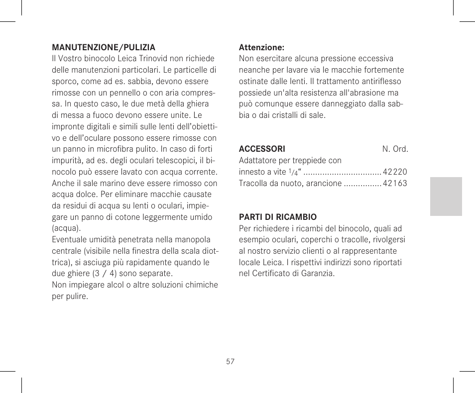 LEICA 10x42 Trinovid HD Binoculars User Manual | Page 59 / 114