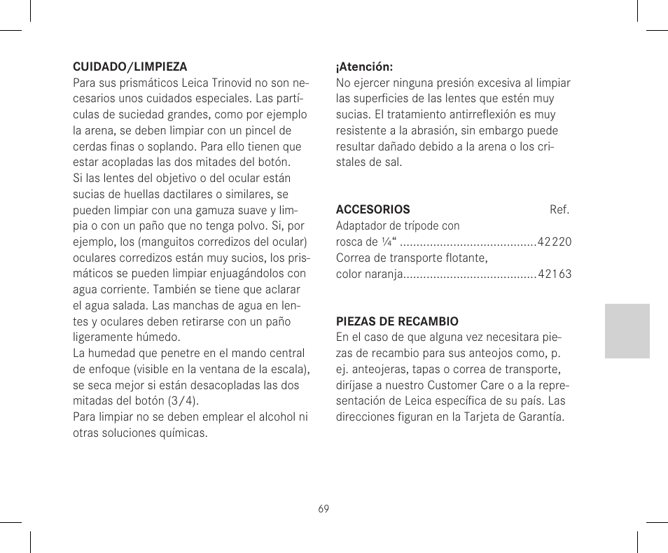 LEICA 10x42 Trinovid HD Binoculars User Manual | Page 71 / 114