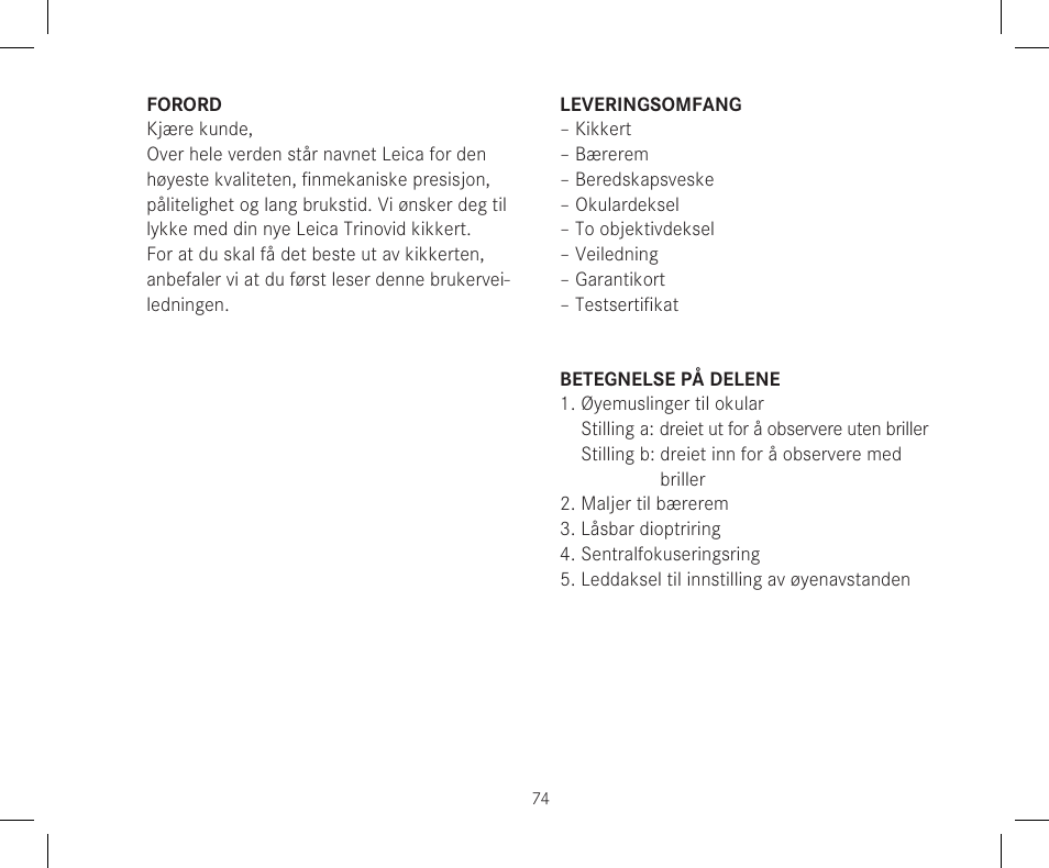 LEICA 10x42 Trinovid HD Binoculars User Manual | Page 76 / 114