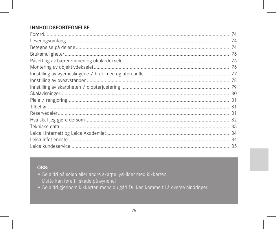 LEICA 10x42 Trinovid HD Binoculars User Manual | Page 77 / 114