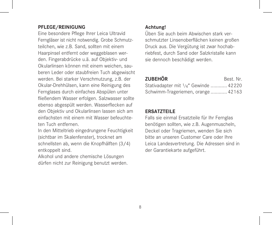 LEICA 12x50 Ultravid HD-Plus Binoculars User Manual | Page 10 / 74