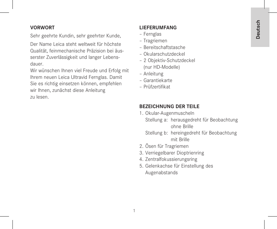 LEICA 12x50 Ultravid HD-Plus Binoculars User Manual | Page 3 / 74