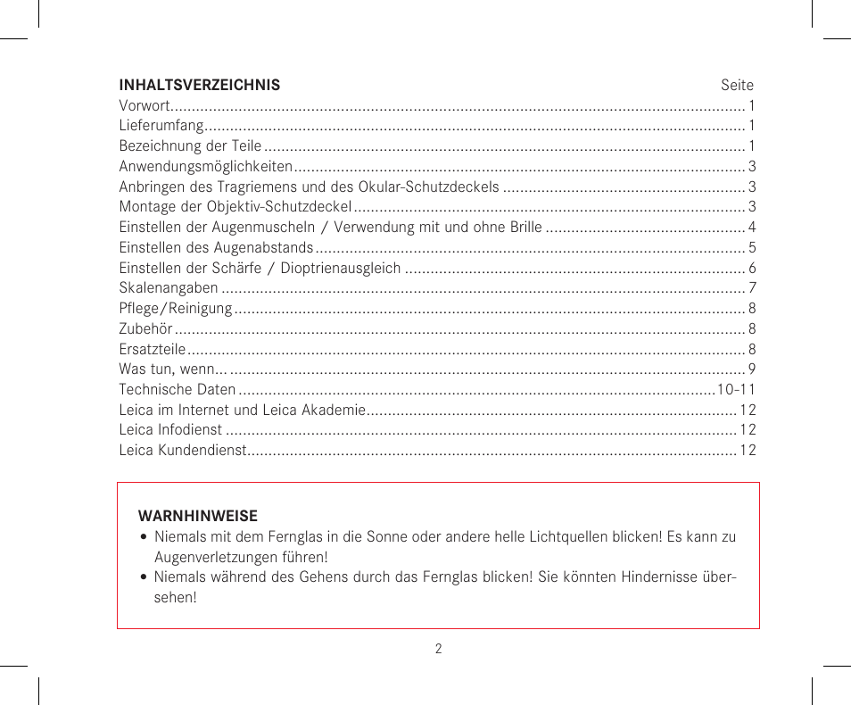LEICA 12x50 Ultravid HD-Plus Binoculars User Manual | Page 4 / 74