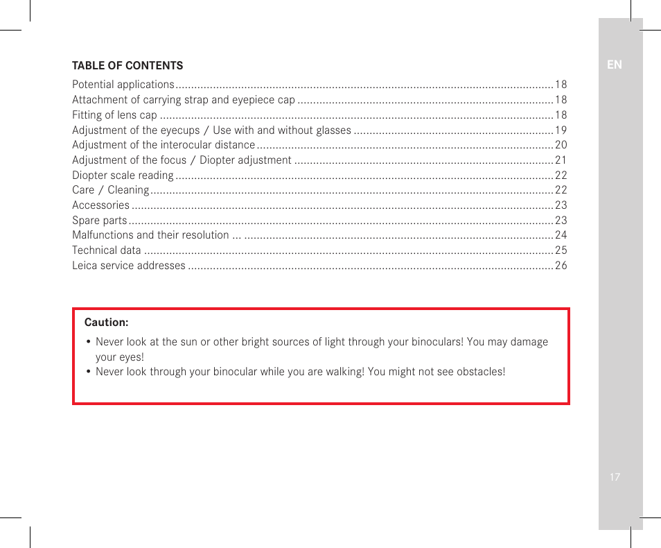 LEICA 10x32 Trinovid HD Binoculars User Manual | Page 19 / 115