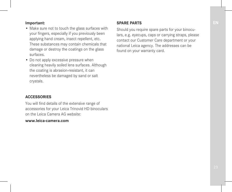 LEICA 10x32 Trinovid HD Binoculars User Manual | Page 25 / 115