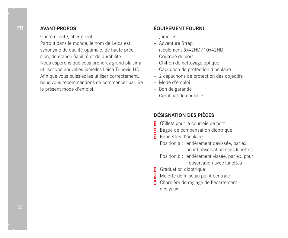 LEICA 10x32 Trinovid HD Binoculars User Manual | Page 30 / 115