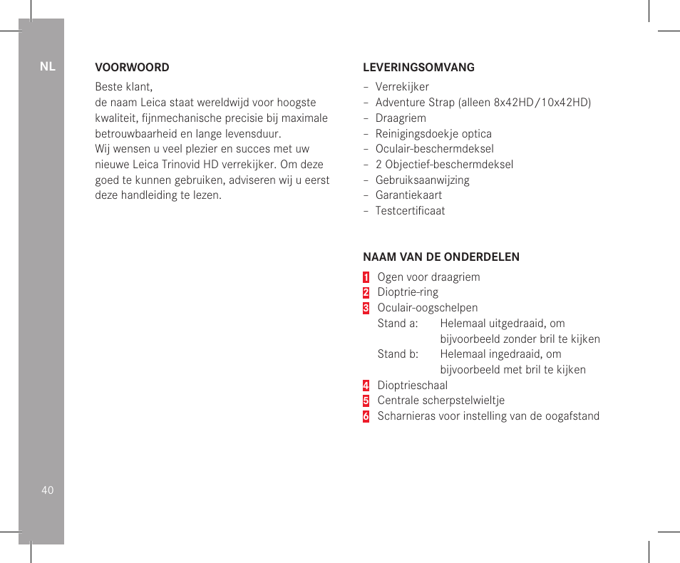 LEICA 10x32 Trinovid HD Binoculars User Manual | Page 42 / 115