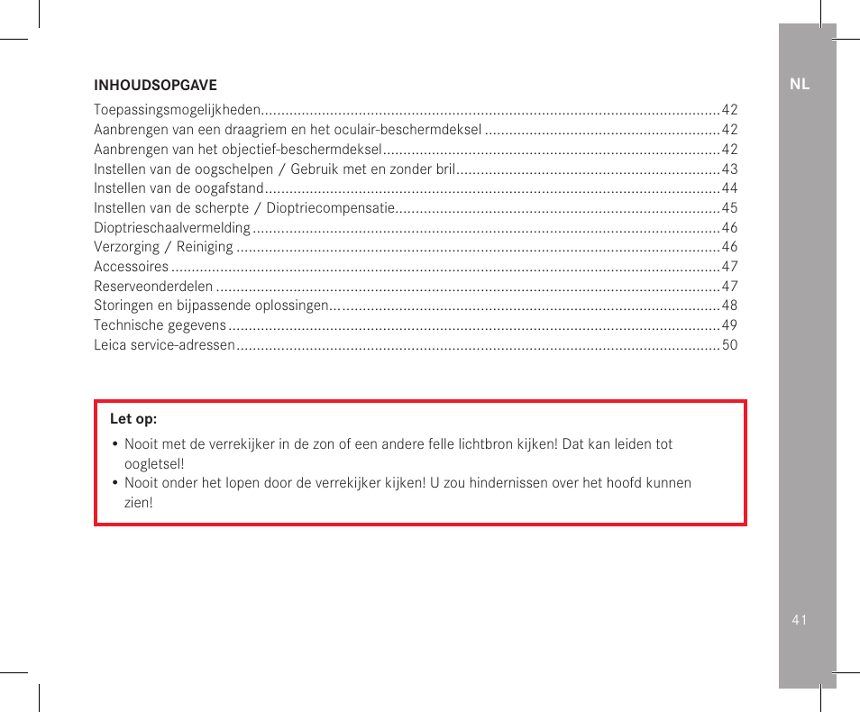 LEICA 10x32 Trinovid HD Binoculars User Manual | Page 43 / 115