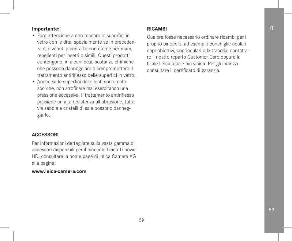 LEICA 10x32 Trinovid HD Binoculars User Manual | Page 61 / 115