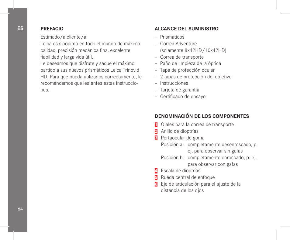 LEICA 10x32 Trinovid HD Binoculars User Manual | Page 66 / 115