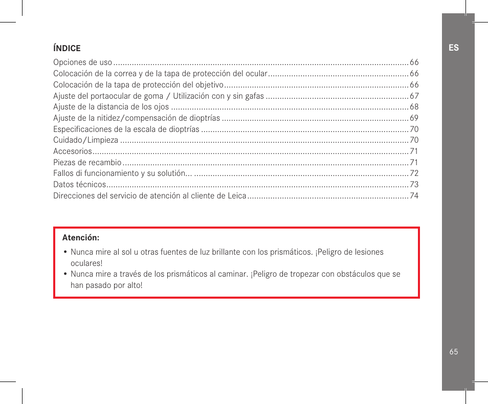 LEICA 10x32 Trinovid HD Binoculars User Manual | Page 67 / 115