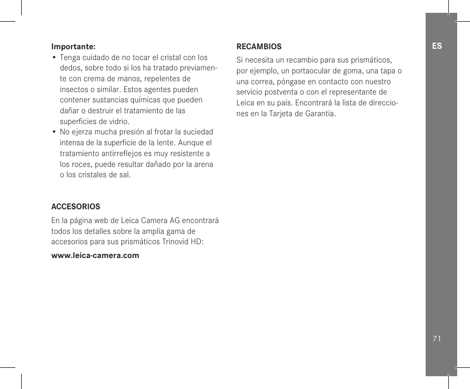 LEICA 10x32 Trinovid HD Binoculars User Manual | Page 73 / 115