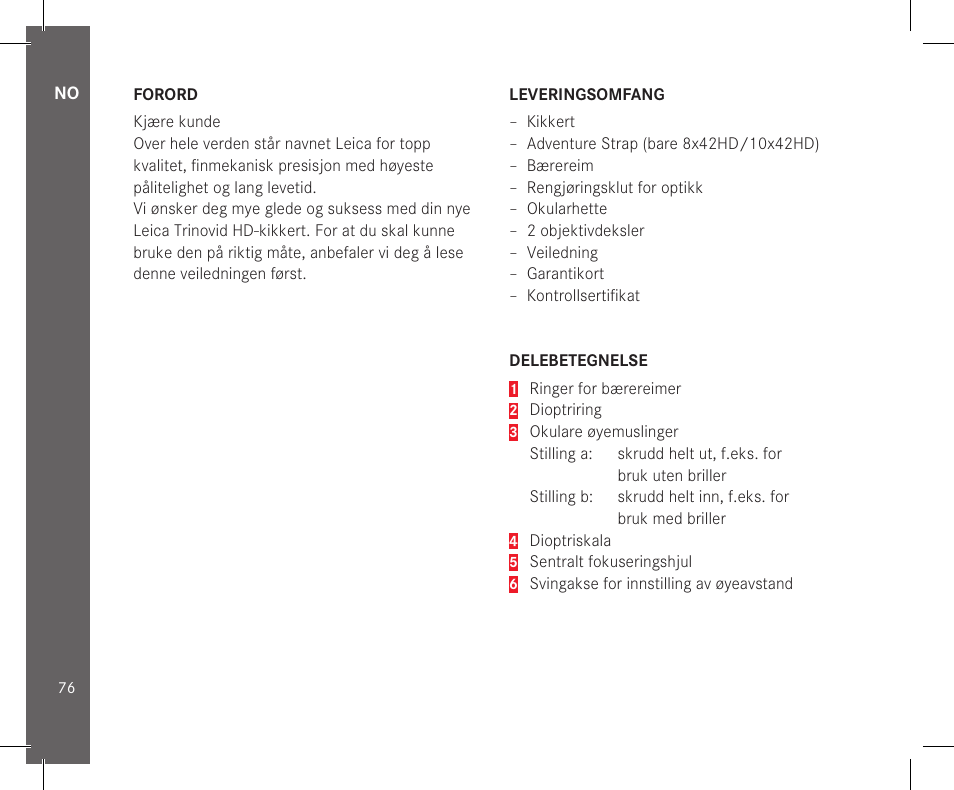 LEICA 10x32 Trinovid HD Binoculars User Manual | Page 78 / 115