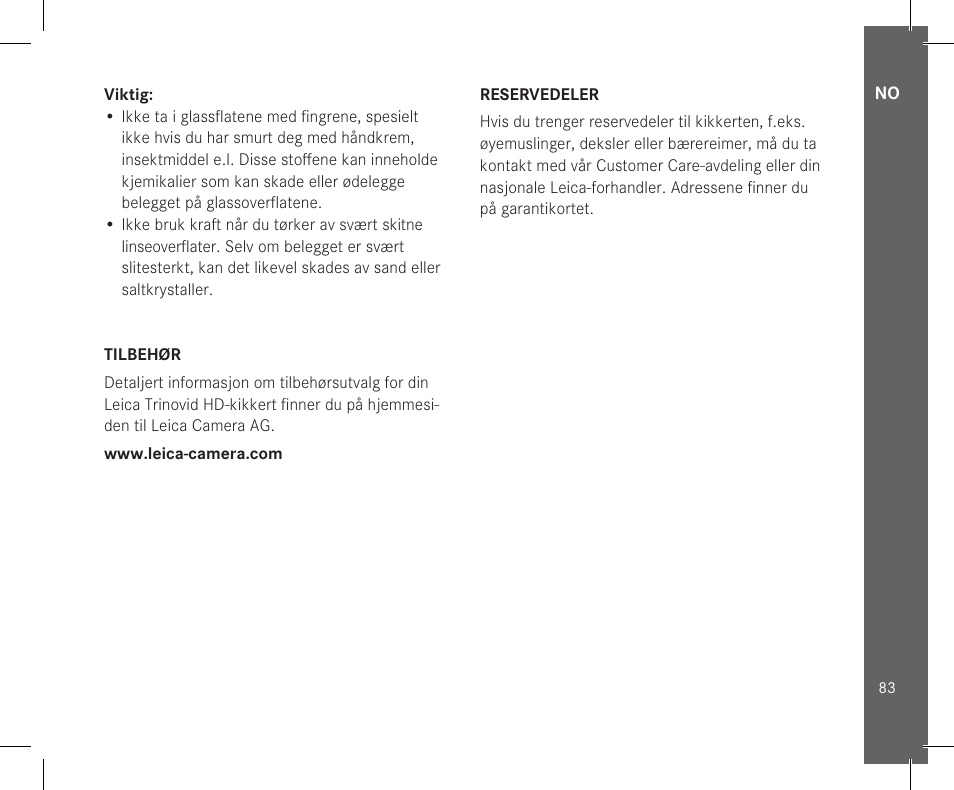 LEICA 10x32 Trinovid HD Binoculars User Manual | Page 85 / 115