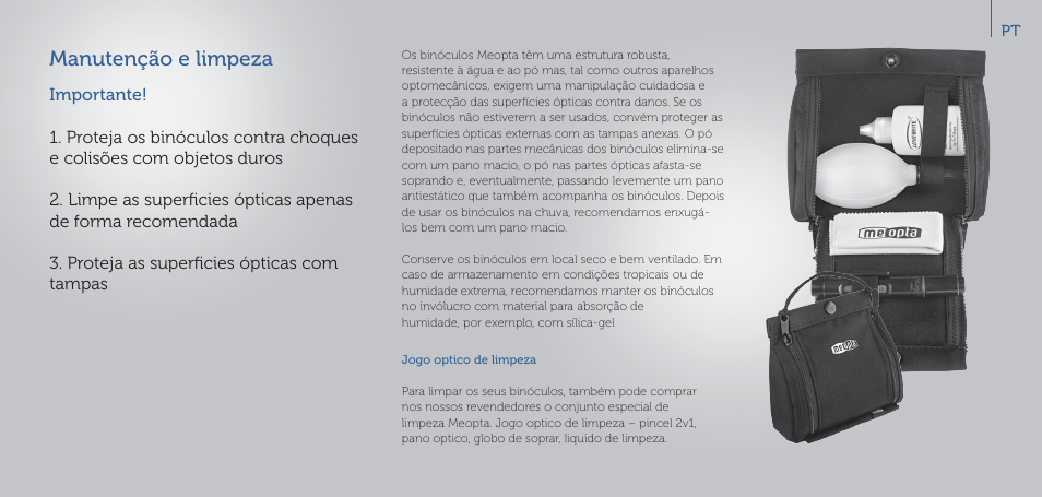 Manutenção e limpeza | Meopta 8x56 MeoStar B1 Plus Binoculars User Manual | Page 34 / 40