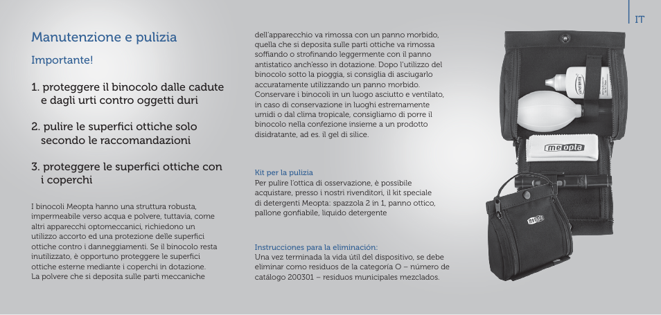 Manutenzione e pulizia | Meopta 8x56 MeoPro HD Binoculars User Manual | Page 33 / 45